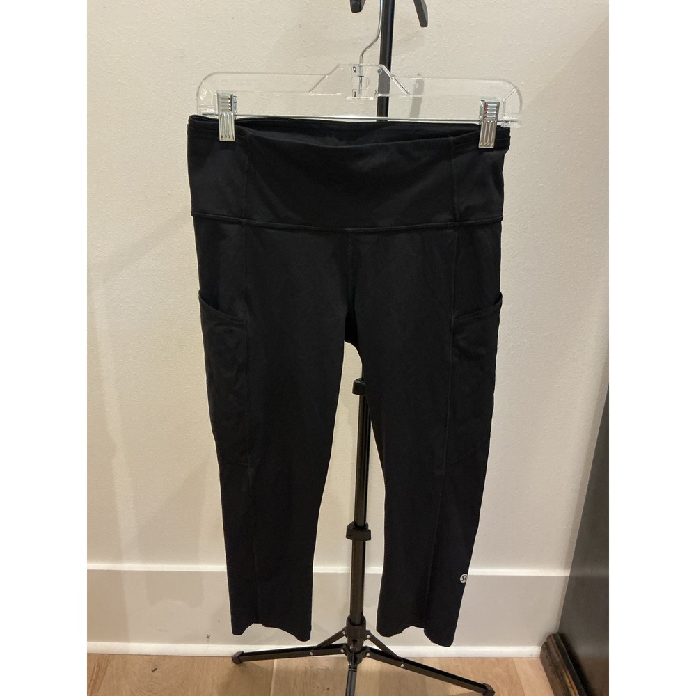 Lululemon Fast and Free High-Rise Crop 19 Nulux Black Running Leggings Size 8
